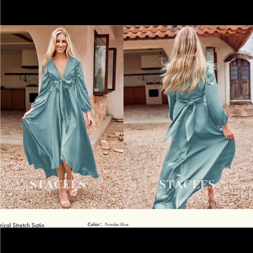 Powder Blue Satin Dress
